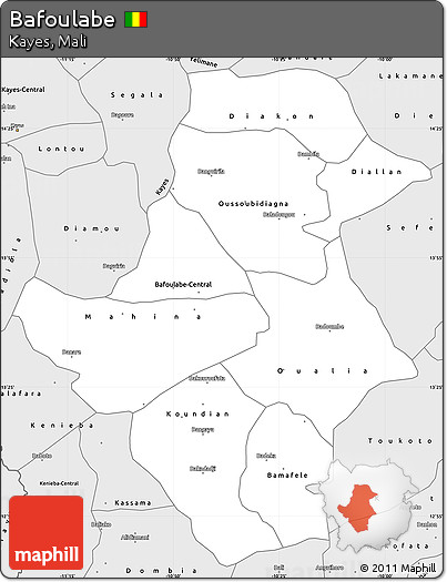 Silver Style Simple Map of Bafoulabe