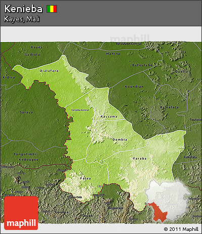 Physical 3D Map of Kenieba, darken