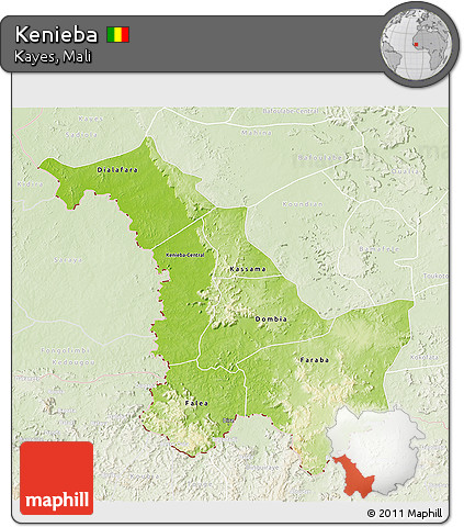 Physical 3D Map of Kenieba, lighten