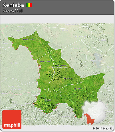 Satellite 3D Map of Kenieba, lighten