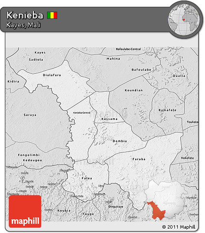 Silver Style 3D Map of Kenieba