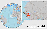 Gray Location Map of Kenieba, within the entire country