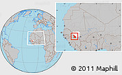 Gray Location Map of Kenieba, highlighted parent region, within the entire country