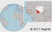 Gray Location Map of Kenieba, highlighted parent region, hill shading