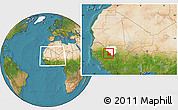 Satellite Location Map of Kenieba, highlighted parent region, within the entire country