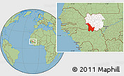 Savanna Style Location Map of Kenieba, highlighted parent region