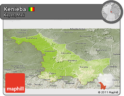 Physical Panoramic Map of Kenieba, semi-desaturated