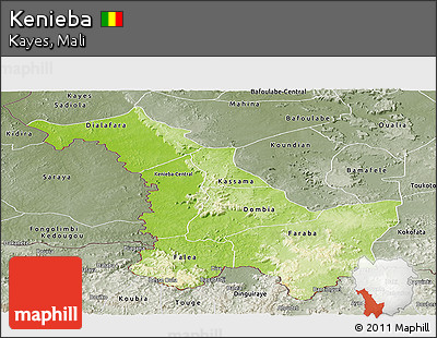 Physical Panoramic Map of Kenieba, semi-desaturated