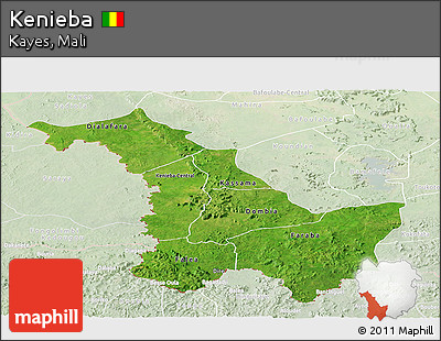 Satellite Panoramic Map of Kenieba, lighten
