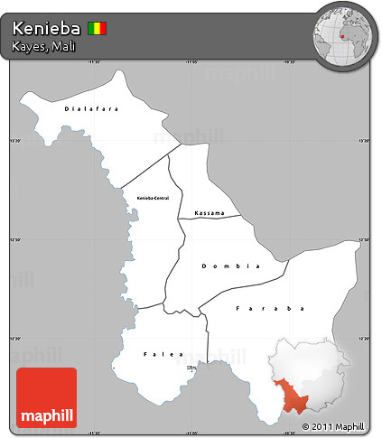 Gray Simple Map of Kenieba, single color outside