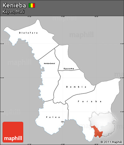 Gray Simple Map of Kenieba, single color outside