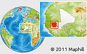 Physical Location Map of Kayes, highlighted country, within the entire country