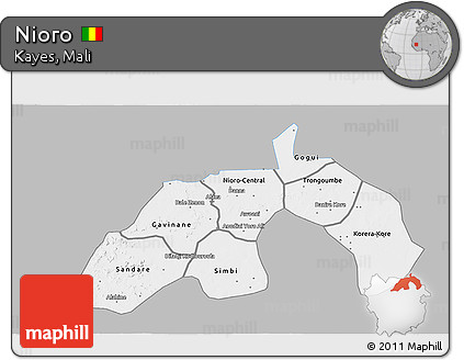 Gray 3D Map of Nioro, single color outside
