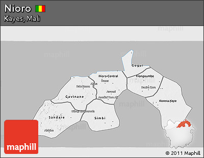 Gray 3D Map of Nioro, single color outside