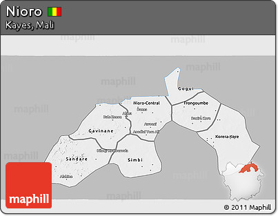 Gray 3D Map of Nioro, single color outside