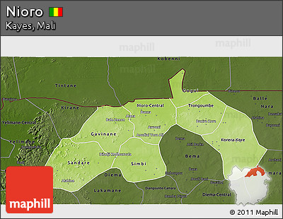 Physical 3D Map of Nioro, darken