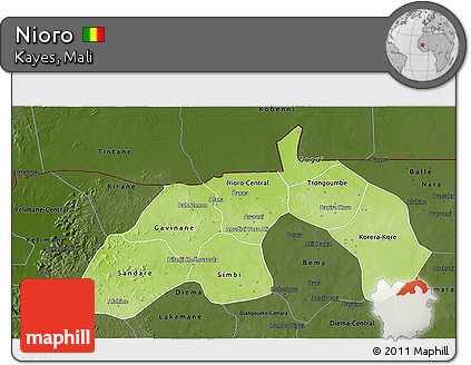Physical 3D Map of Nioro, darken