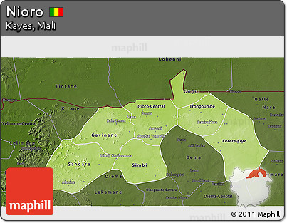 Physical 3D Map of Nioro, darken