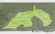 Physical 3D Map of Nioro, darken, semi-desaturated