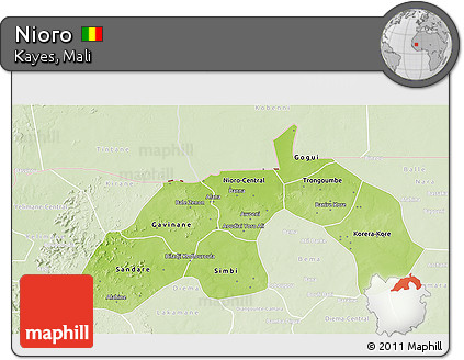 Physical 3D Map of Nioro, lighten