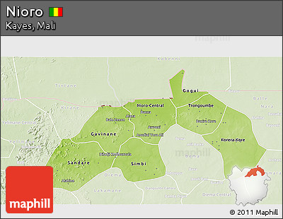Physical 3D Map of Nioro, lighten