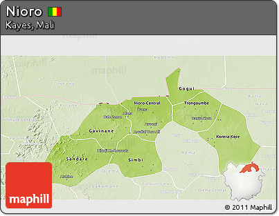 Physical 3D Map of Nioro, lighten