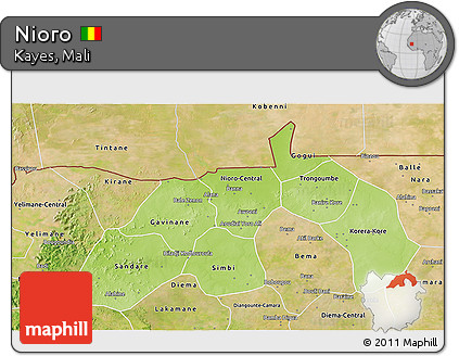 Physical 3D Map of Nioro, satellite outside
