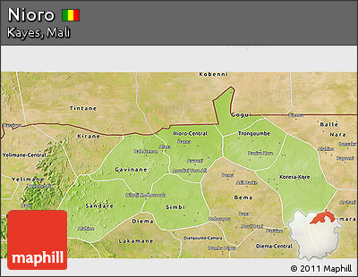 Physical 3D Map of Nioro, satellite outside