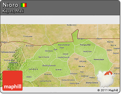 Physical 3D Map of Nioro, satellite outside