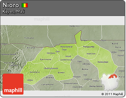 Physical 3D Map of Nioro, semi-desaturated