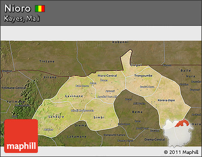 Satellite 3D Map of Nioro, darken
