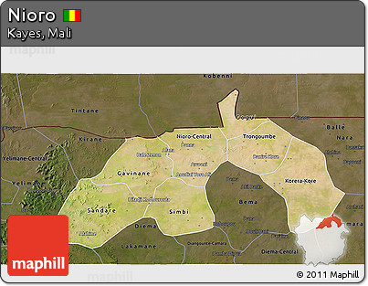 Satellite 3D Map of Nioro, darken