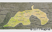 Satellite 3D Map of Nioro, darken, semi-desaturated