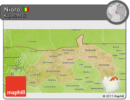 Satellite 3D Map of Nioro, physical outside