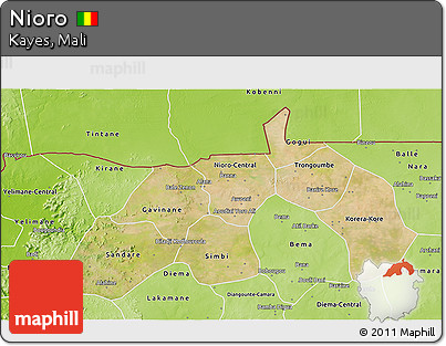 Satellite 3D Map of Nioro, physical outside