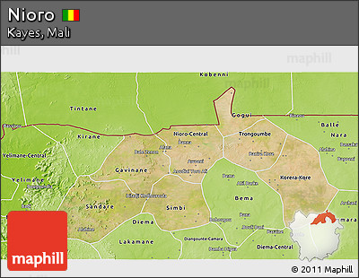 Satellite 3D Map of Nioro, physical outside