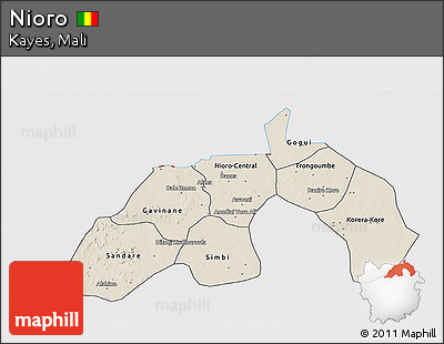 Shaded Relief 3D Map of Nioro, cropped outside
