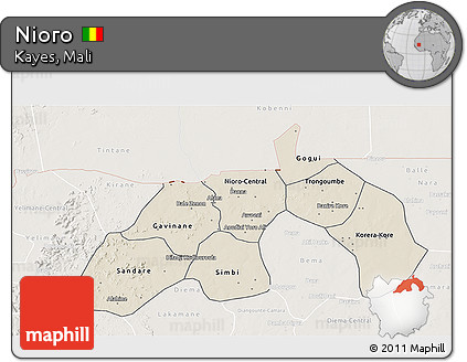 Shaded Relief 3D Map of Nioro, lighten