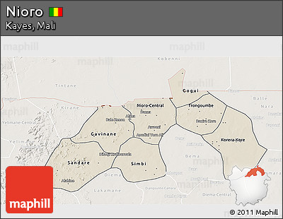 Shaded Relief 3D Map of Nioro, lighten