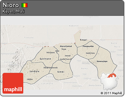 Shaded Relief 3D Map of Nioro, lighten