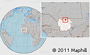 Gray Location Map of Gavinane, highlighted grandparent region, hill shading