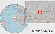 Gray Location Map of Gavinane, highlighted parent region, hill shading