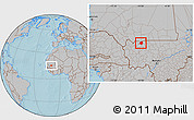 Gray Location Map of Gavinane, hill shading