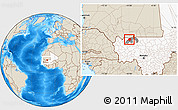 Shaded Relief Location Map of Gavinane, highlighted country, highlighted parent region