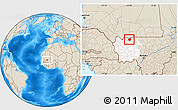 Shaded Relief Location Map of Gavinane, highlighted grandparent region