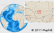 Shaded Relief Location Map of Gavinane, highlighted parent region