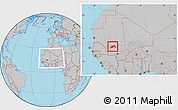 Gray Location Map of Nioro, within the entire country