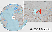 Gray Location Map of Nioro, hill shading