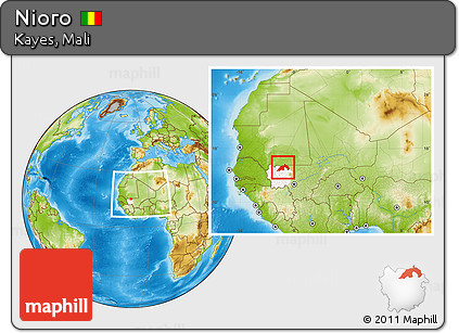 Physical Location Map of Nioro, highlighted parent region, within the entire country