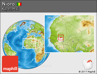 Physical Location Map of Nioro, highlighted parent region, within the entire country